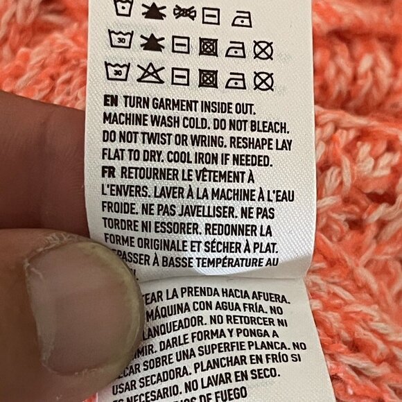 American Eagle Sweater Womens Medium Neon Orange Open Knit V Neck Tunic College - Picture 5 of 11